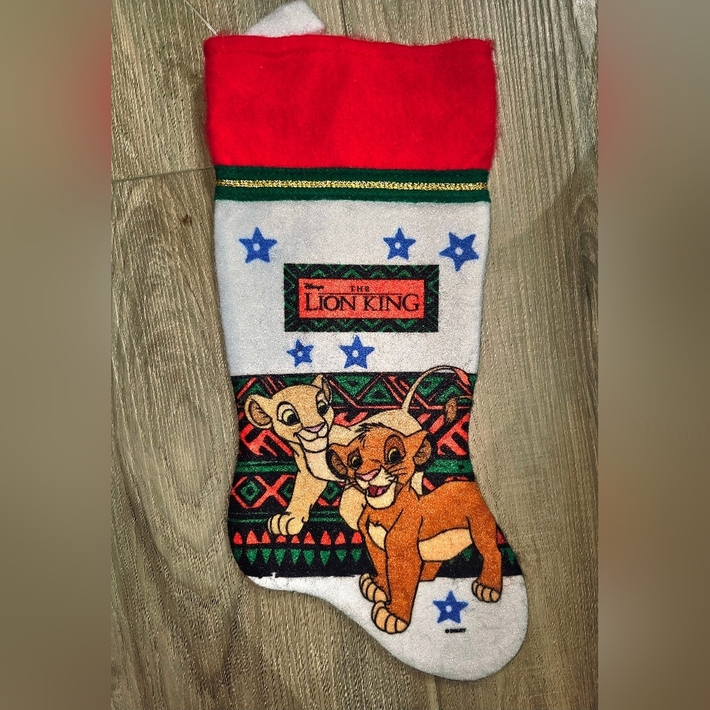 Vintage Walt Disney The Lion King Felt Christmas Holiday Stocking